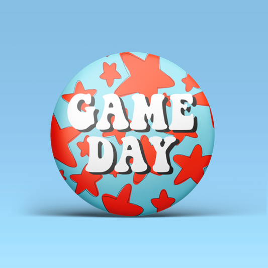 Game Day Stars Button - Blue & Red