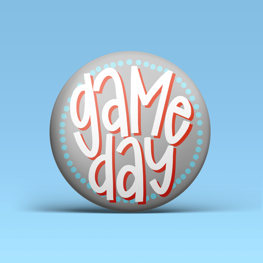 Polka Dot Game Day Button - Blue & Red