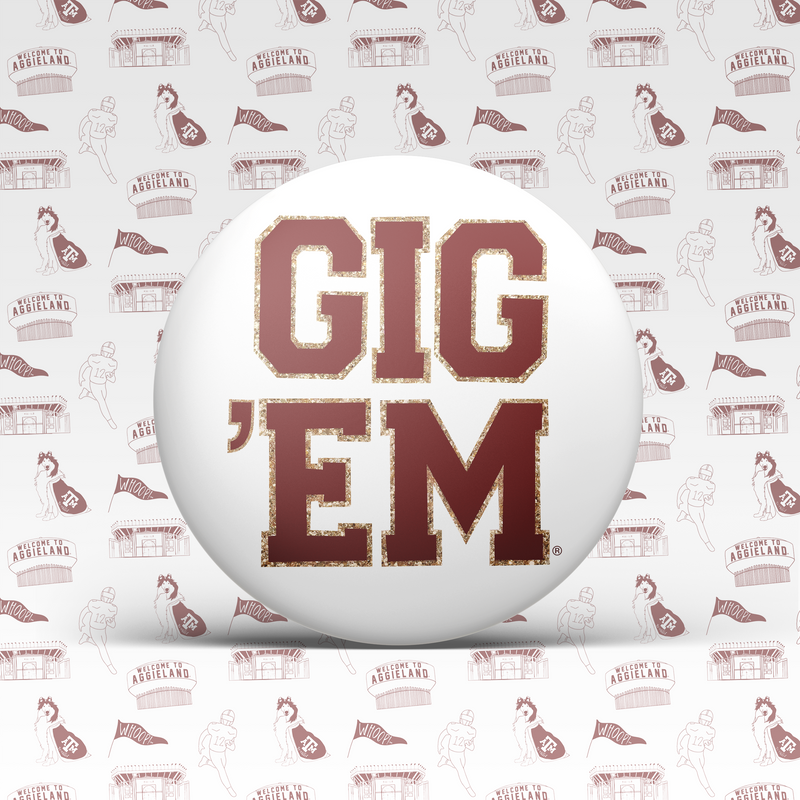 Gig 'Em Patch Letter Button