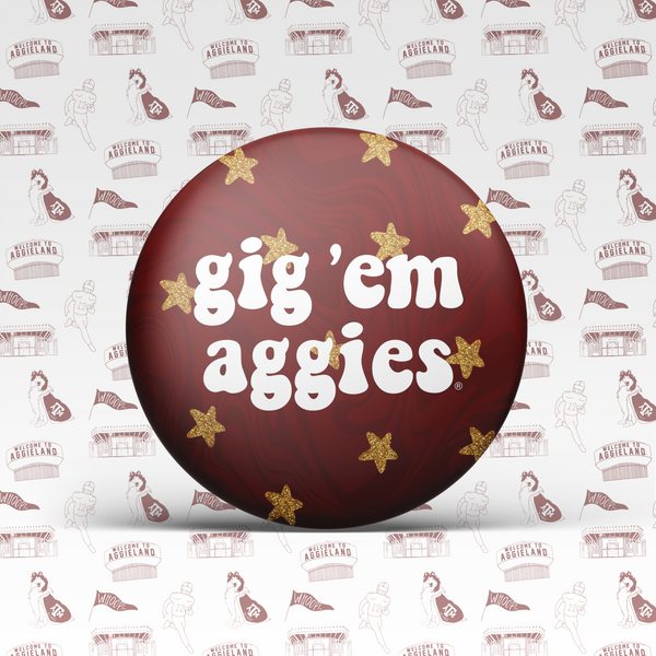 Gig 'Em Aggies Swirl Star Button