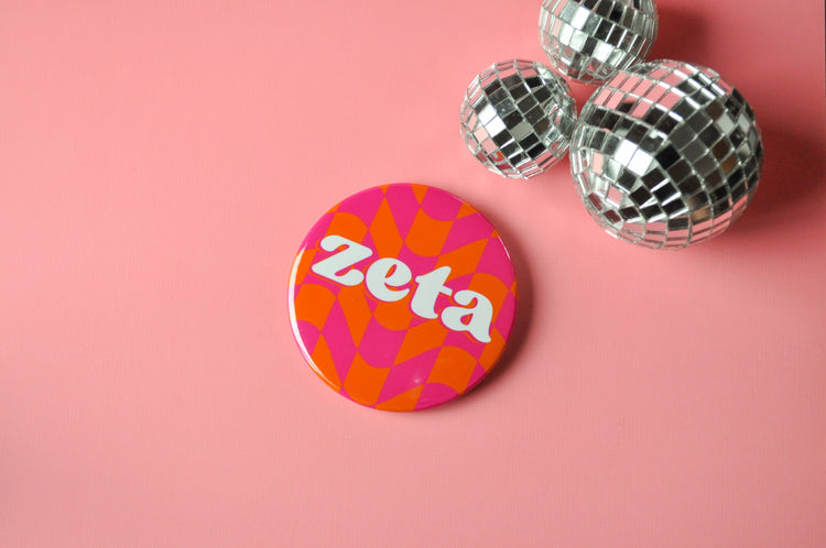 Zeta Tau Alpha Checkered Button