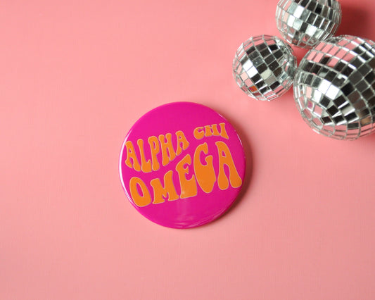 Alpha Chi Omega Groovy Button