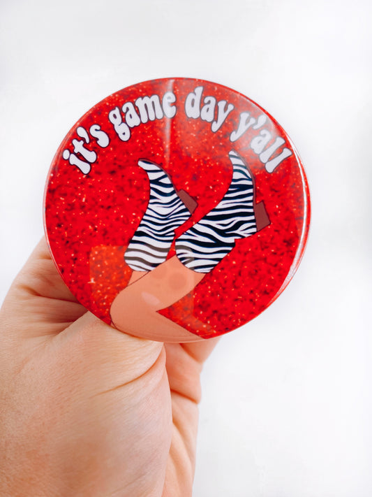 It's Game Day Y'all Glitter Button