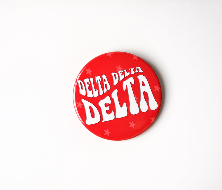 Tri Delta Groovy Star Button - Red