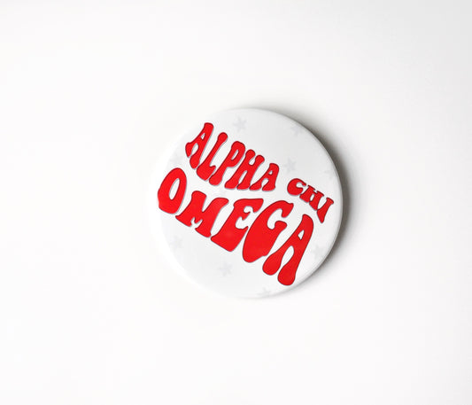 Alpha Chi Omega Groovy Star Button - White