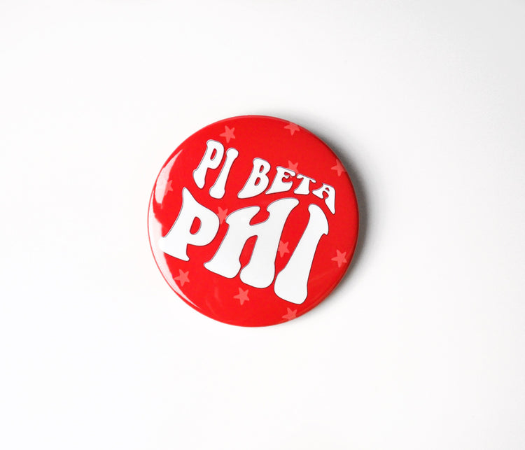 Pi Beta Phi Groovy Star Button - Red