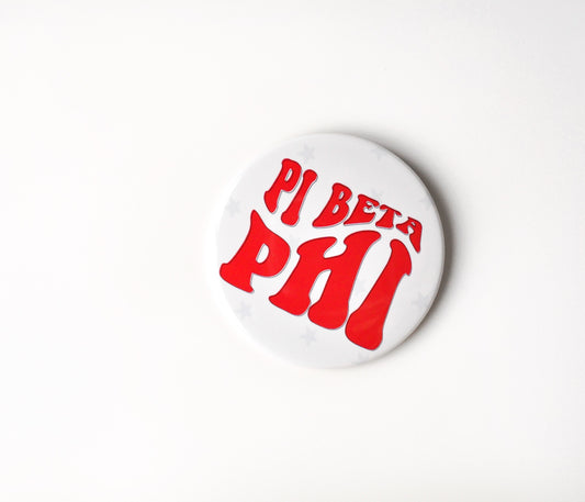 Pi Beta Phi Groovy Star Button - White