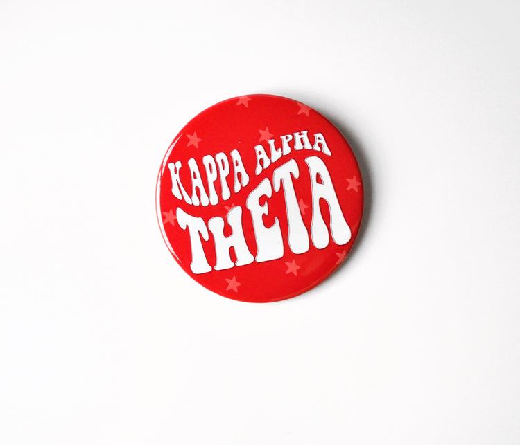 Kappa Alpha Theta Groovy Star Button - Red