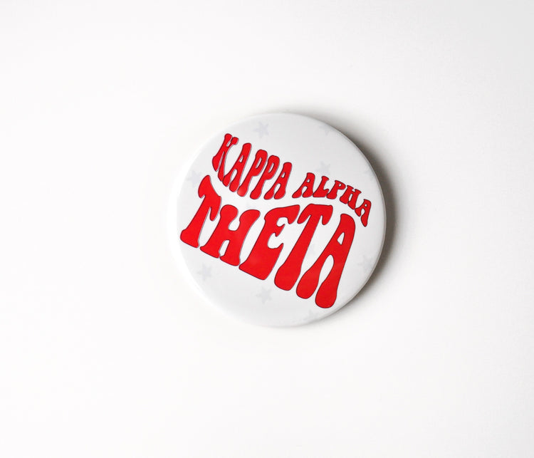 Kappa Alpha Theta Groovy Star Button - White