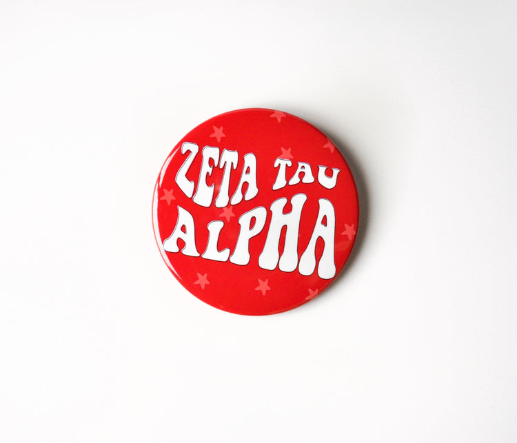 Zeta Tau Alpha Groovy Star Button - Red
