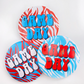 Zebra Game Day Button - Blue & Red